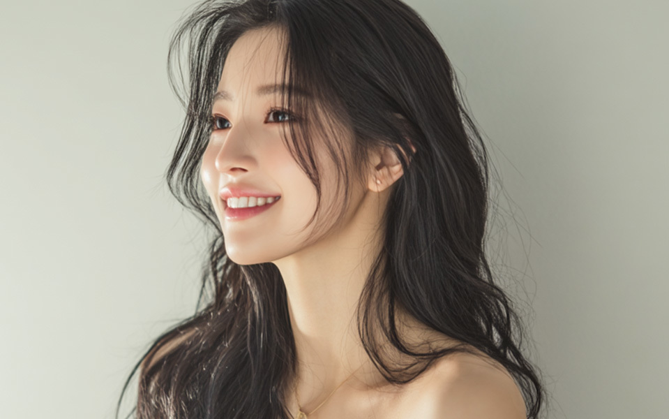 나나성형외과 윤곽 재수술 설명 이미지, 재수술 후 자연스럽게 정돈된 얼굴 윤곽을 보여주는 여성 이미지