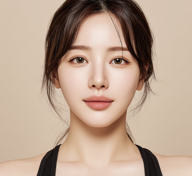 나나성형외과 윤곽 재수술 Q&A 이미지, 수술 후 변화 시점을 고민하는 여성 얼굴 정면 이미지
